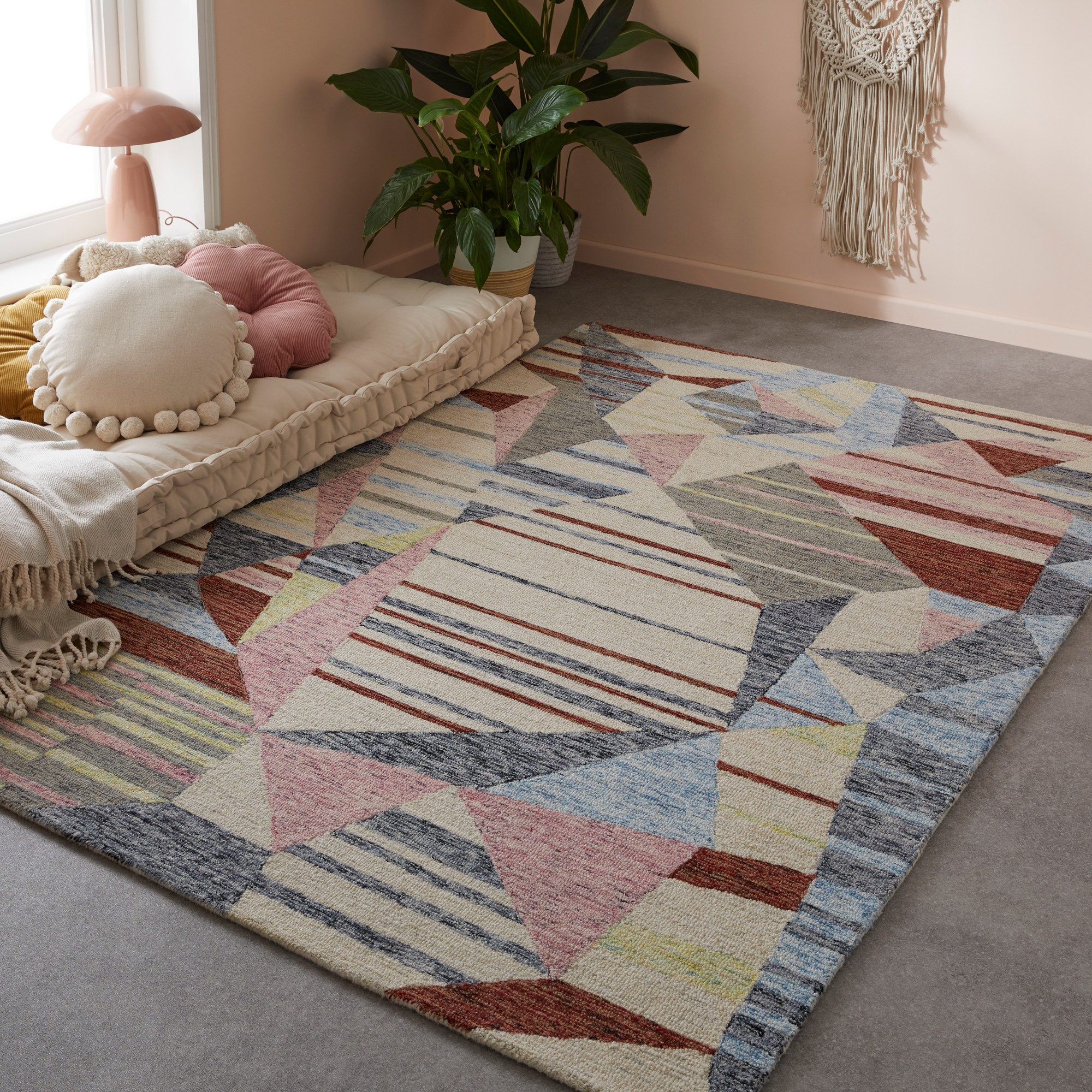 Contours Deco Geometric Wool Rug In Multi